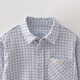 MARC&JANIE Mark Jenny plaid album boys' breathable hemp shirt 2026 spring new style 560278 blue plaid 110 (recommended height 101-110)
