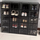 Yusenyi Japanese style magnetic hard plastic storage o bedroom adult shoe box storage box transparent black shoe cabinet box gray magnetic 6 pack front door 26.8x34.2x19.0cm