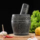 He Jiagong's handmade natural garlic pounder stone mortar household garlic mortar pound medicine jar hand-cut whole stone grinding peeling garlic press garlic grinder handmade bluestone special stone mortar with lid