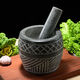 He Jiagong's handmade natural garlic pounder stone mortar household garlic mortar pound medicine jar hand-cut whole stone grinding peeling garlic press garlic grinder handmade bluestone special stone mortar with lid