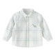 DAVE&BELLA children's plaid shirt cotton boys' shirt 2026 spring new baby boy long-sleeved top children's clothes green plaid ready stock 110 cm (recommended height 100-110cm)