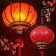 Xushansi LED light-emitting traditional New Year red hanging lantern outdoor balcony housewarming waterproof custom sheepskin lantern Cool pear wiring type LED light + free plug + Chinese knot round 60# (diameter 60cm) embroidered peony high quality double layer one pack