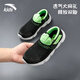 ANTA children's sandals, one-on-one, for boys and older children, new summer mesh, breathable, youth sports non-slip river shoes, black/bright green 33 (foot length 205mm)