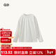 Q21 Dandelion sweat-wicking quick-drying breathable T-shirt for boys and girls long-sleeved spring new solid color bottoming top parent-child style light feather white solid color 110 cm