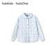 BalaOne children's clothing children's long-sleeved shirt girls 2026 new spring plaid fashion blue tone 00488 110