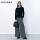 Moussy 2026 early spring new product gentle and elegant style slim one-line collar sweater for women 031JSA70-1002 020 black one size