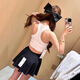 2026 new summer women's threaded sleeveless racer vest suspender casual sports slimming short top black XL