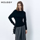 Moussy 2026 early spring new product gentle and elegant style slim one-line collar sweater for women 031JSA70-1002 020 black one size