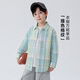 Yoyo Fairy Tale Spring and Autumn Children's Shirt Long Sleeve Cotton Comfortable 2026 Boys Spring Plaid Shirt Medium Big Children's Top Trendy Yellow Green Plaid 110