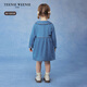 Teenie Weenie Kids 26 years new baby girl cotton long-sleeved lapel denim dress blue 110 cm