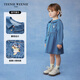 Teenie Weenie Kids 26 years new baby girl cotton long-sleeved lapel denim dress blue 110 cm