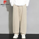 Pierre Cardin jeans men's spring fashion brand loose casual overalls men's American wide-leg long pants khaki M