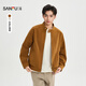SANFU 2026 Spring Men's Imitation Camel Leather Jacket Casual Loose Stand Collar Jacket 523038 Light Gray M