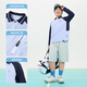 Piggy Tony rice paper quick-drying polo shirt, boy's T-shirt, children's long-sleeved T-shirt, fat children's clothing, plus fat, school uniform, sports spring, sports long-sleeved polo blue, one size fits all, 140cm, suitable for 130-145 height, 70-90Jin Jin equals 0.5 kg