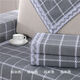 Fantasy Sofa Cushion Covered with Coarse Cloth Cushion Colored Cotton Small Grid 90x270cm