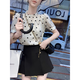 Fish Rabbit's Rabbit French Puff Sleeve Polka Dot Short Sleeve Shirt Women's Summer New Design Niche Top Polka Dot White M