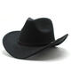 Shijanu American Western Cowboy Hat Felt Men's and Women's Riding Hat Roll-Brim Jazz Hat Cowboy Hat Brown M (56-58cm)