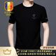 GUSKI luxury high-end brand men's short-sleeved T-shirt men's summer new ice silk round neck business casual T-shirt black exquisite gift box XL (180) suitable for 140-160Jin Jin equals 0.5 kg