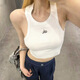 2026 new summer women's threaded sleeveless racer vest suspender casual sports slimming short top black XL