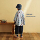 Yantaijia children's clothing boys fake two-piece long-sleeved shirt spring 2026 baby boy printed top children's plaid shirt gray green 100