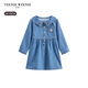 Teenie Weenie Kids 26 years new baby girl cotton long-sleeved lapel denim dress blue 110 cm