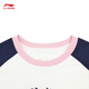 Li Ning children's short-sleeved cultural shirt for girls 2026 new soft, comfortable, skin-friendly, breathable round-neck casual sports top, milky white/dark navy blue-3 120