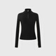 5+(FivePlus)FIVE PLUS contrasting color half-open collar zipper sweater, feminine slim fit and versatile top, black L (one size fits all) (130Jin Jin is equal to within 0.5kg)