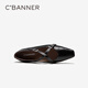 C.BANNER Cross Buckle Mary Jane Shoes Women's 2026 Spring New Low Heel Flat Leather Shoes Black 35 (225mm)