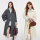 Fan Silann autumn lapel single-breasted windbreaker women's 2024 new Korean version design contrast medium-length commuter jacket women's khaki M