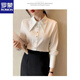 ROMON white shirt women's long-sleeved 2026 spring and autumn new large collar shirt loose slim design niche stacking top white 2XL