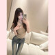 T TiTi beautiful girl cross bottoming tube top suspender v-neck knitted slim sweater jacket pure lust top cross suspender one size