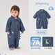 JELLYBABY 2026 Spring New Product Baby Jumpsuit Spring Clothing Infant Printed Denim Romper Suit Boy Baby Spring Harness Denim Blue 73cm