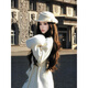 Shijanu French style daughter-in-law Hepburn beret, small face, white, one size fits all