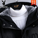 Playboy (PLAYBOY) winter coat jacket 2026 winter new denim jacket velvet thickened warm men's casual versatile jacket 9037 black velvet 2XL recommended 130-150Jin Jin equals 0.5 kg