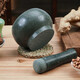 Sanqihu natural bluestone mortar household garlic masher, kitchen garlic masher, garlic masher, medicine jar, garlic peeler, food grinder, small diameter 14CM, comes with anti-splash lid