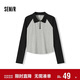 Semir POLO shirt women's short color-blocked raglan sleeve slim top small autumn slim pullover 101524115003
