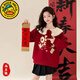 G.duck red sweatshirt for girls, velvet top, Year of the Horse, zodiac year clothes, New Year's greetings clothes, winter 2026 new style, girls and children, velvet pony sweatshirt 120 cm