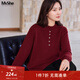 MsShe 100% Merino Wool Plus Size Women's 2025 Winter Clothes Fat mm Half Turtle Collar Bottoming Wool Sweater Ancora Red Ready Stock 2XL