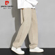 Pierre Cardin jeans men's spring fashion brand loose casual overalls men's American wide-leg long pants khaki M