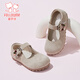 Fuluo Mi Fuluo Mi children's shoes 2026 spring new children's fashion Birkenstock shoes for girls shallow mouth soft sole small leather shoes beige single layer 27