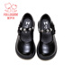 Fuluo Mi Girls Leather Shoes Spring New Fashion Versatile Princess Shoes Little Girls Soft Sole Anti-Slip Square Mouth Single Shoes Black 31