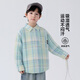 Yoyo Fairy Tale Spring and Autumn Children's Shirt Long Sleeve Cotton Comfortable 2026 Boys Spring Plaid Shirt Medium Big Children's Top Trendy Yellow Green Plaid 110
