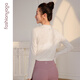 Fansheng Yoga Wooden Fairy Long Sleeve Breathable Sports Pilates Fitness Clothes Blouse F12371 Courtyard White No Breast Pad M