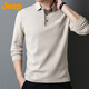 JEEP Jeep long-sleeved t-shirt men's autumn and winter business casual lapel polo bottoming shirt men's beige XL