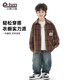 Little Elephant Ham children's clothing boys' long-sleeved shirt children's plaid shirt spring jacket spring new fashion style black plaid 130 cm