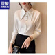 ROMON white shirt women's long-sleeved 2026 spring and autumn new large collar shirt loose slim design niche stacking top white 2XL
