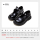 Fuluo Mi Girls Leather Shoes Spring New Fashion Versatile Princess Shoes Little Girls Soft Sole Anti-Slip Square Mouth Single Shoes Black 31