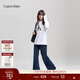 Calvin KleinJeans spring and autumn men and women couples neutral casual commuting ck printed bottoming shirt round neck long-sleeved T-shirt top