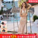 ZOKE ZOKE Swimming Bikini Swimsuit Women's Split Blouse Skirt Sexy Beach Hot Spring Resort Swimsuit Breasts Apricot Soft Mist Big Women's Bikini Apricot White Classic Pattern 126501602-1 M