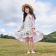 EP YAYING children's clothing 2026 spring new fake two-piece short-sleeved large skirt casual dress for girls, pink 120